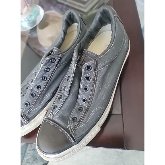 Converse Other - Converse X John Varvatos Low Top Sz 6 Women 8 Gray Slip on Leather Cap All Star